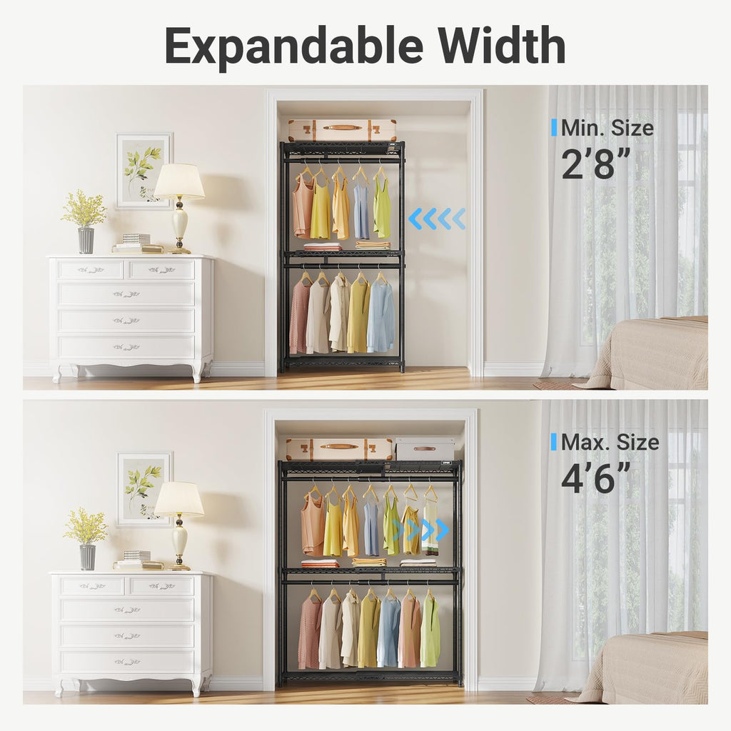 X1 Plus Expandable Heavy Duty Clothes Rack, Clothes Organizer Black