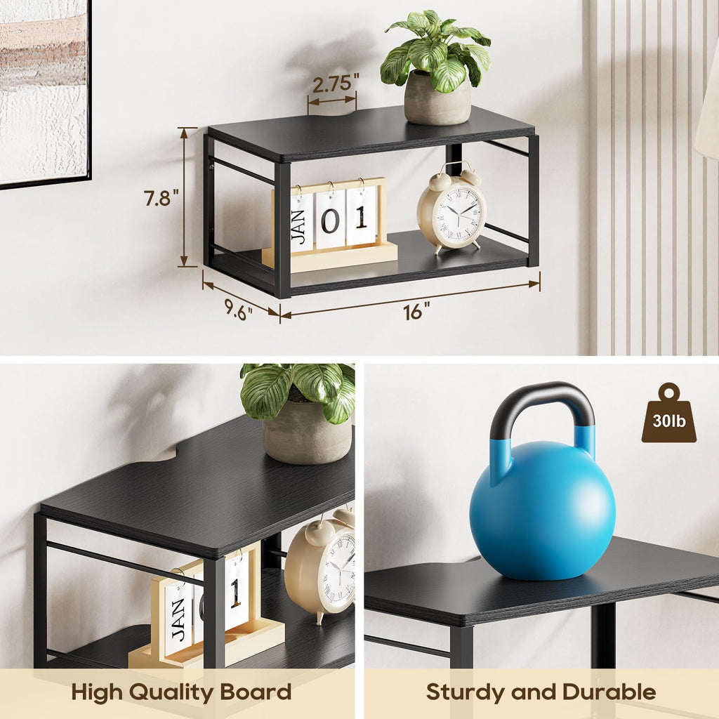 Floating Nightstand Set of 2, Wood Bedside Shelf Wall Mounted Nightstand, Floating Bedside Table (Black)