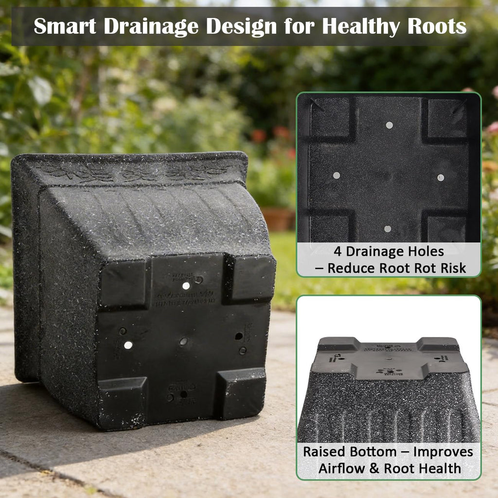 4-Pack 18 Inch Large Outdoor Planters, Stone-Like Finish, Gray