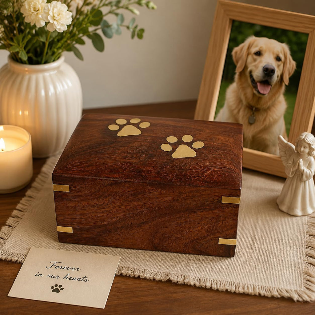 Rosewood Pet Urn Box - Peaceful Pet Memorial Keepsake Urn for Dogs, Cats (X-Small: 5" x 3" x 2" - 15lbs or 5kg)