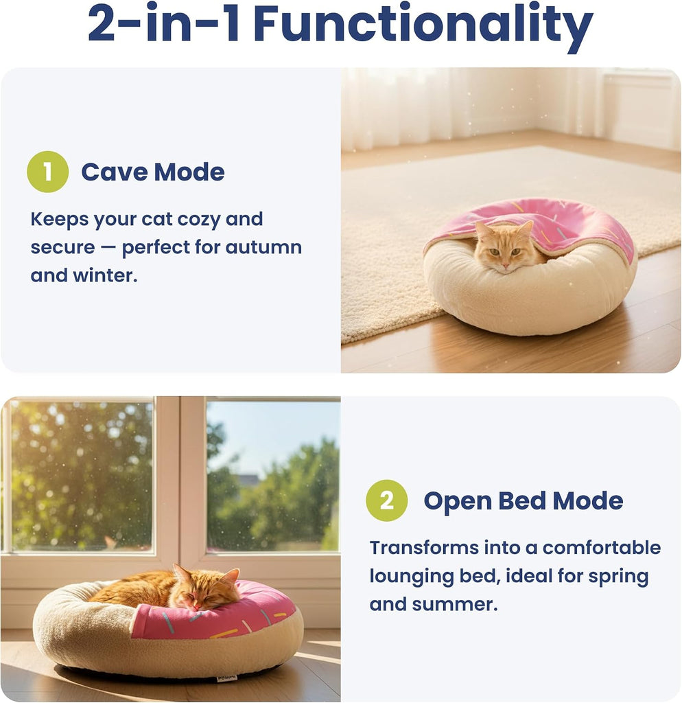 Orthopedic Memory Foam Donut-Themed Plush Bolster Cat & Dog Bed
