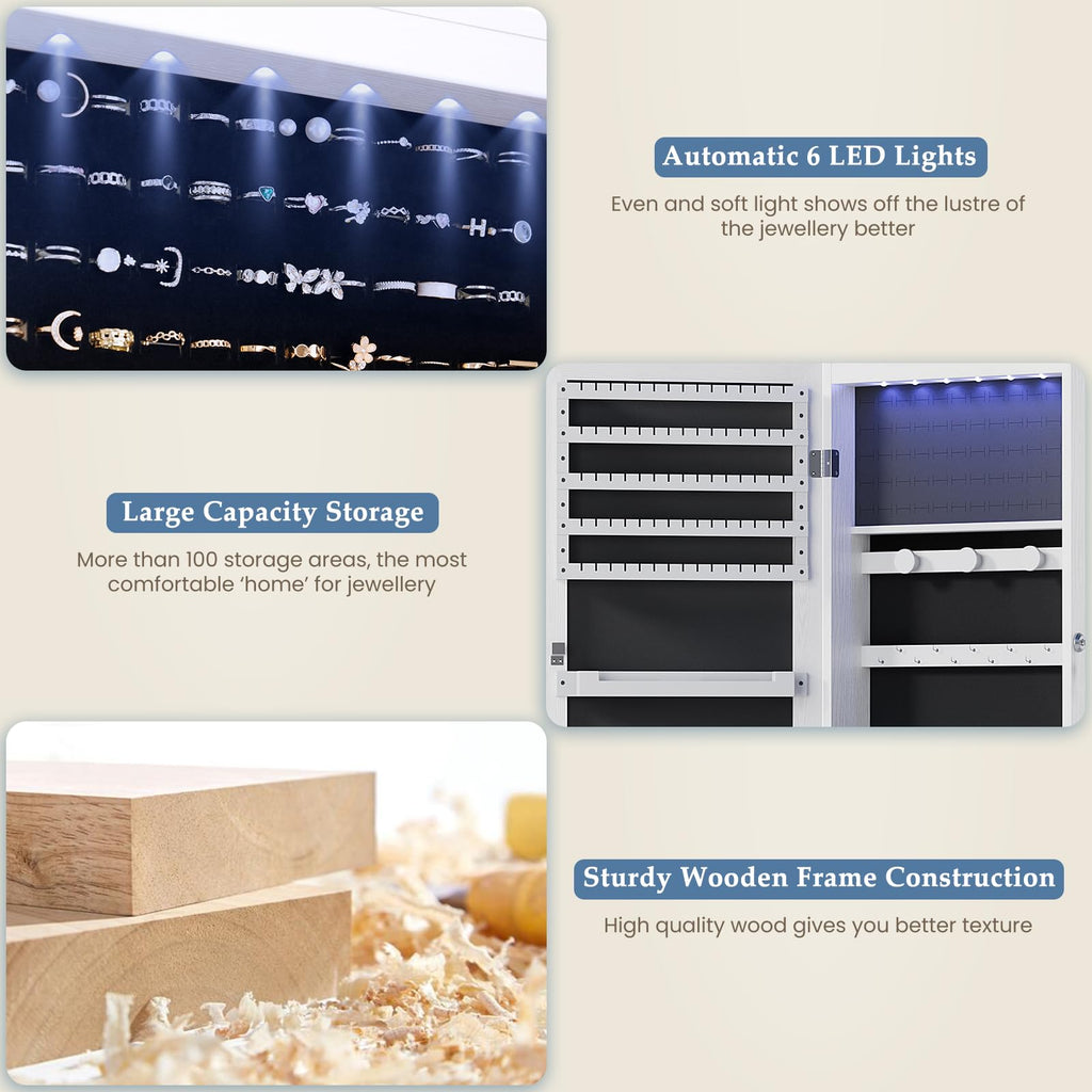 6 LEDs Jewelry Armoire Cabinet with 47.2" Full Length Mirror