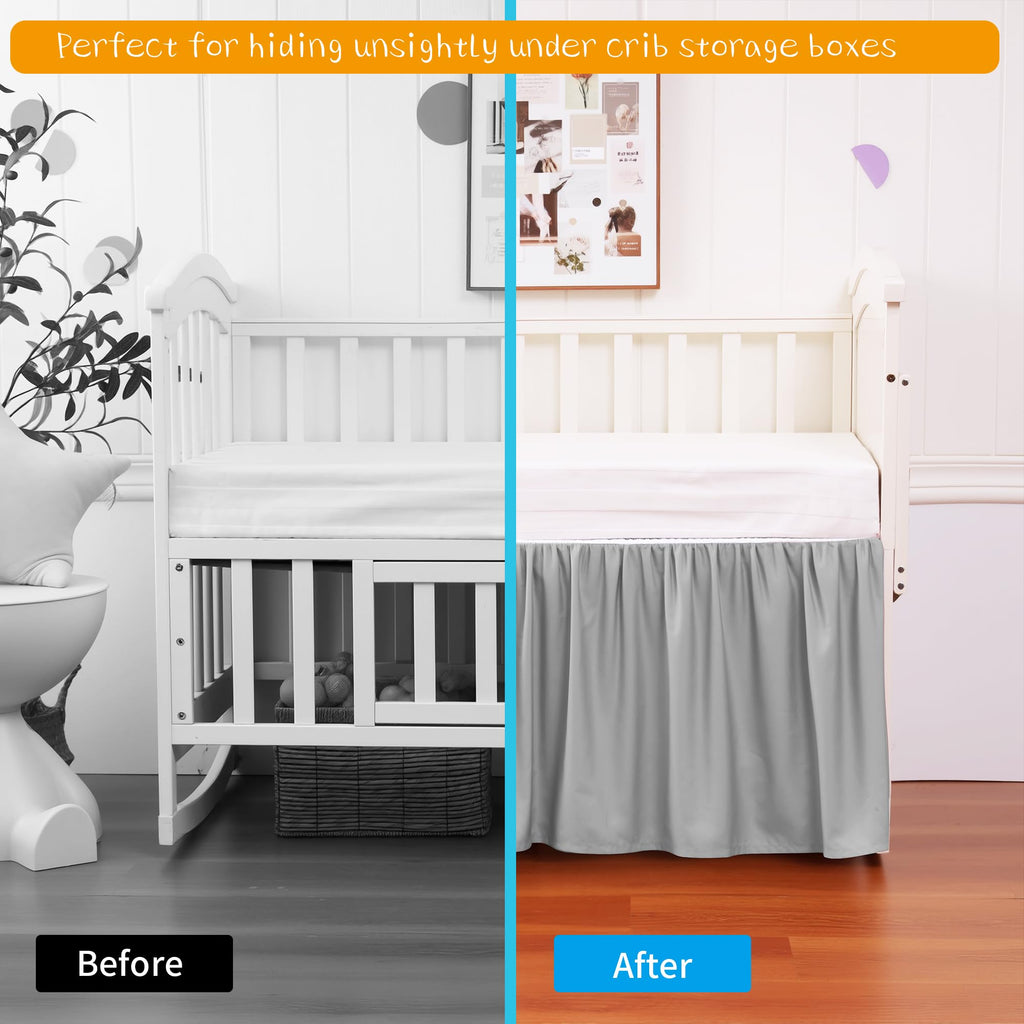 Crib Bed Skirt Dust Ruffle 100% Cotton - Natural, Soft, Breathable for Baby's Delicate Skin, Nursery Toddler Crib Bed