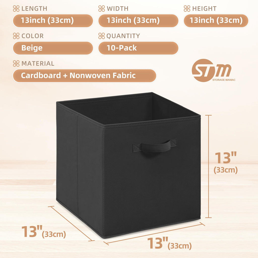 Cubes, 13 Inch 10 Pack Collapsible Fabric Shelf Bins