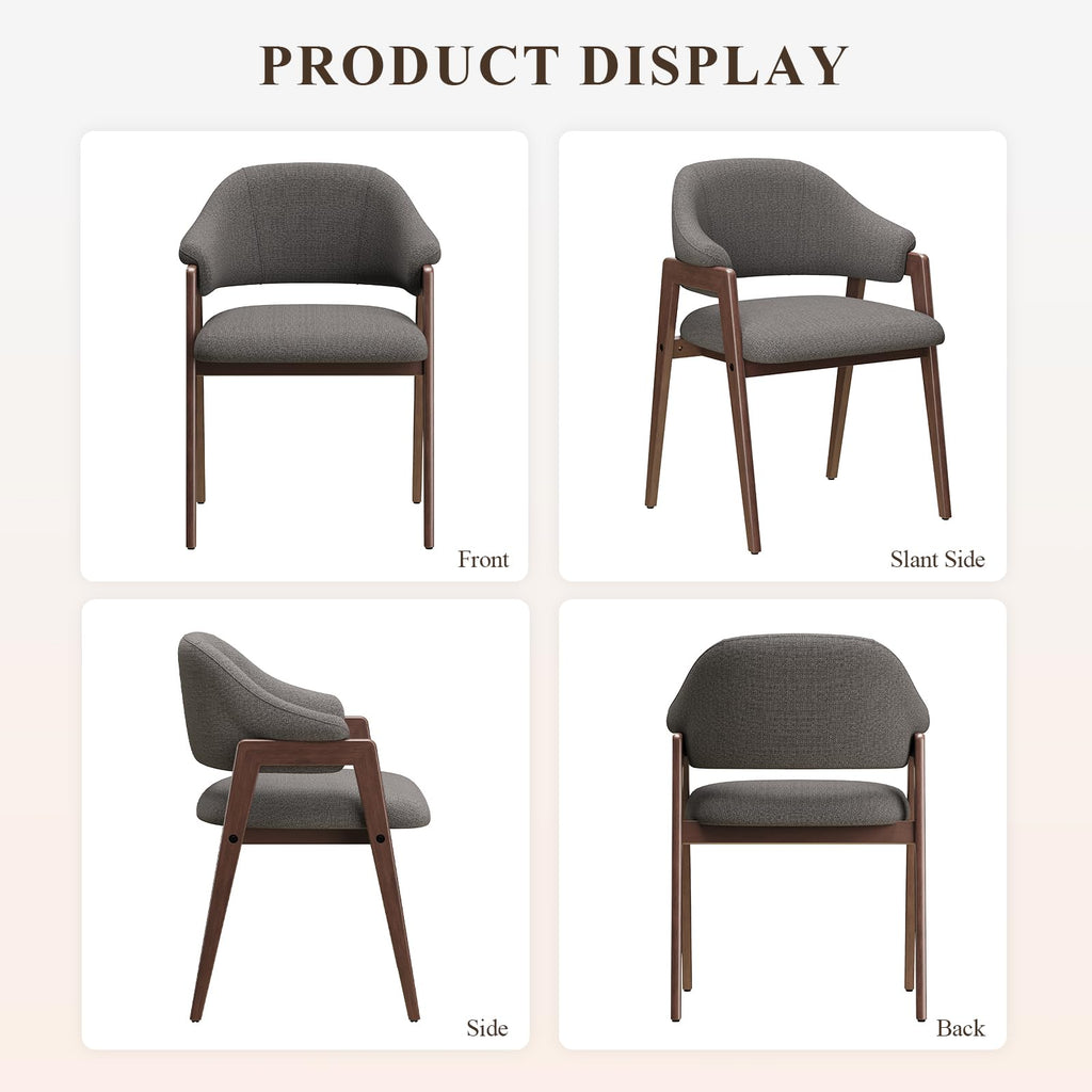 Wooden Set of 6, Modern Fabric Upholstered Dining Room Chair, Kitchen Side Chairs, Farmhouse Dinner Chair with Curved