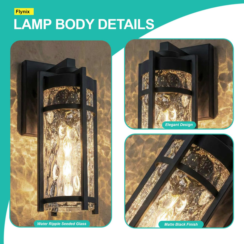 Outdoor Wall Light Fixtures, Waterproof Front Porch Light, Modern Exterior Lighting with E26 Socket, Wall Sconce