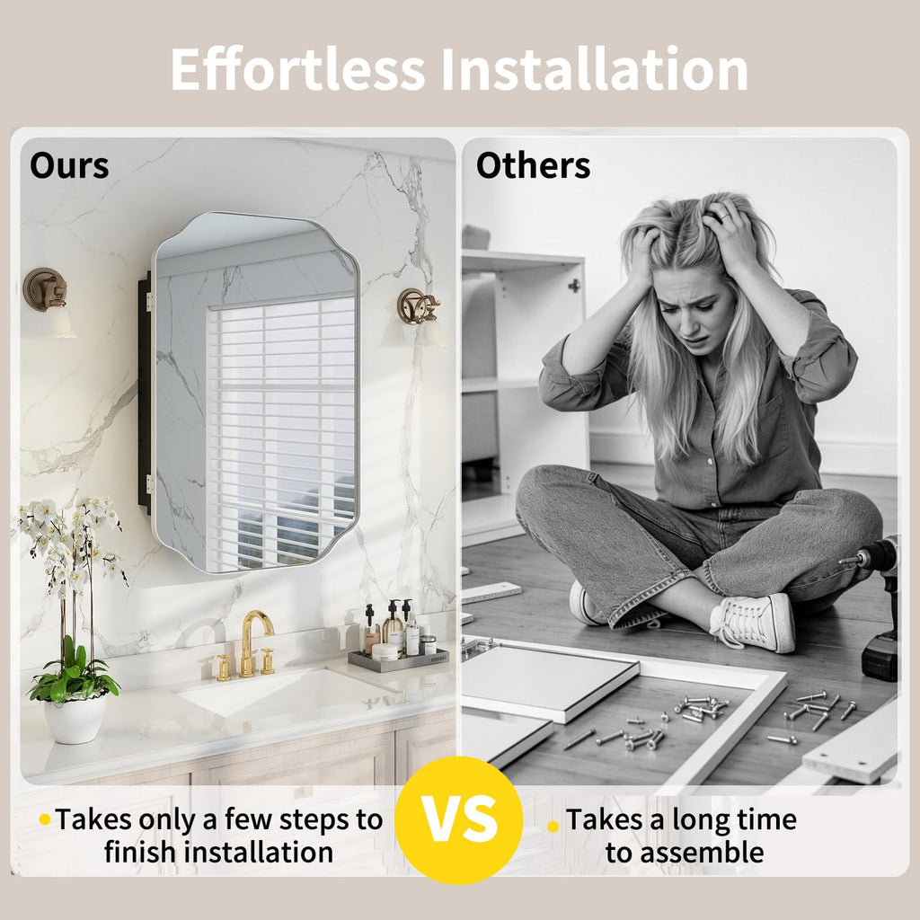 16"x25" Bathroom Medicine Cabinet Wall-Mounted Mirror with Storage