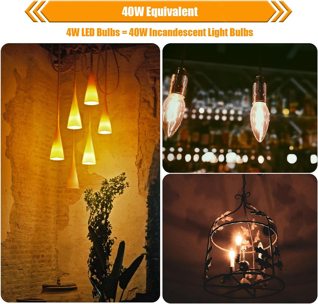 LED Candelabra Bulbs 40W Equiv, 2700K Soft White, Non-Dim, 4 Pack