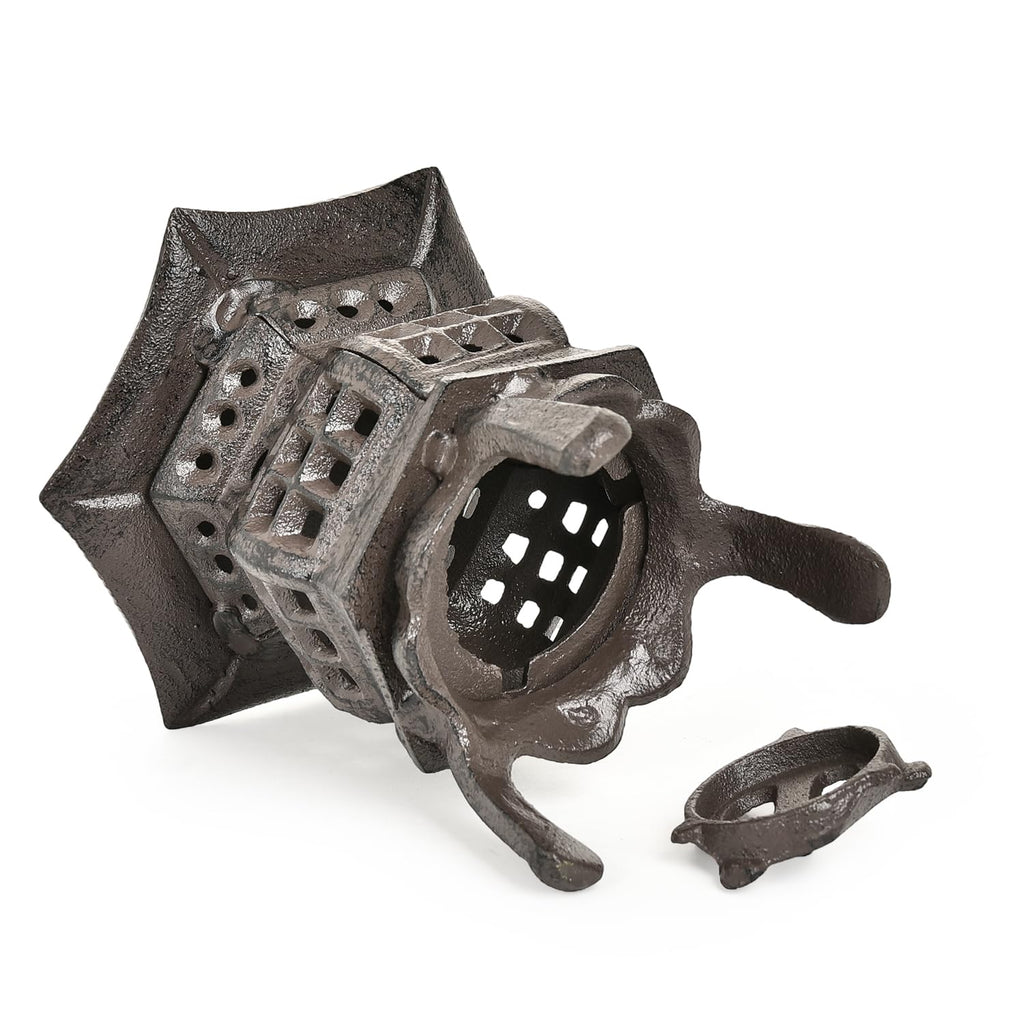 Cast Iron Lantern, Rustic Brown - Palace Hanging Candle Holder