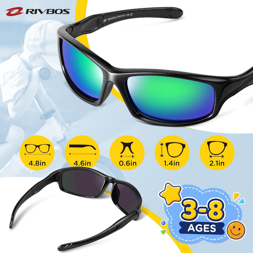 Kids Sunglasses Polarized UV400 TPE with Strap for Boys Girls RBK037