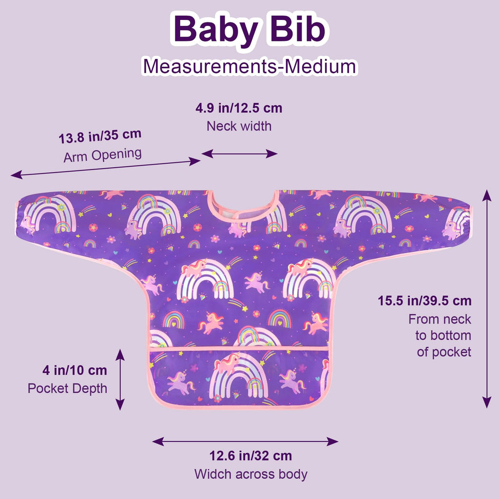5 Pack Long Sleeve Bibs, Baby Smock Waterproof Sleeved Bib Smock for Baby Toddler 6-24 Months
