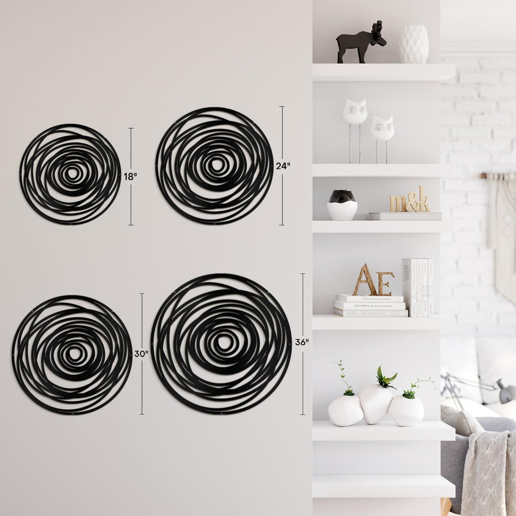 Metal Wall Art Decor Abstract Geometric Circles Minimalist Modern Abstract Wall Sculpture Hangings Home Decoration