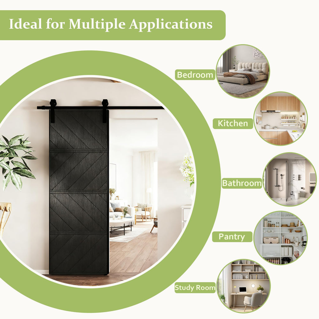 36in X 84in Sliding Barn Door, MDF, with Waterproof Surface, DIY Assemble, Pre-drilled Barn Door Slab with