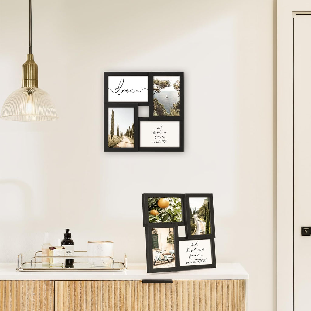 4x6 Picture Frames Collage Family Multi Photo Frame Wall Decor, Black