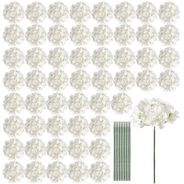 64Pcs Artificial Bulk, Silk White Hydrangeas
