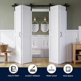 Bifold Barn Door 60" x 84", MDF Bi-Fold Sliding Closet Doors with Hardware Kit Included, Pre-Finishe