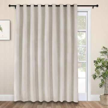Extra Wide Linen Blackout Curtains Thermal Noise Reducing Window Panels for Sliding Door Room Divider Bedroom Living