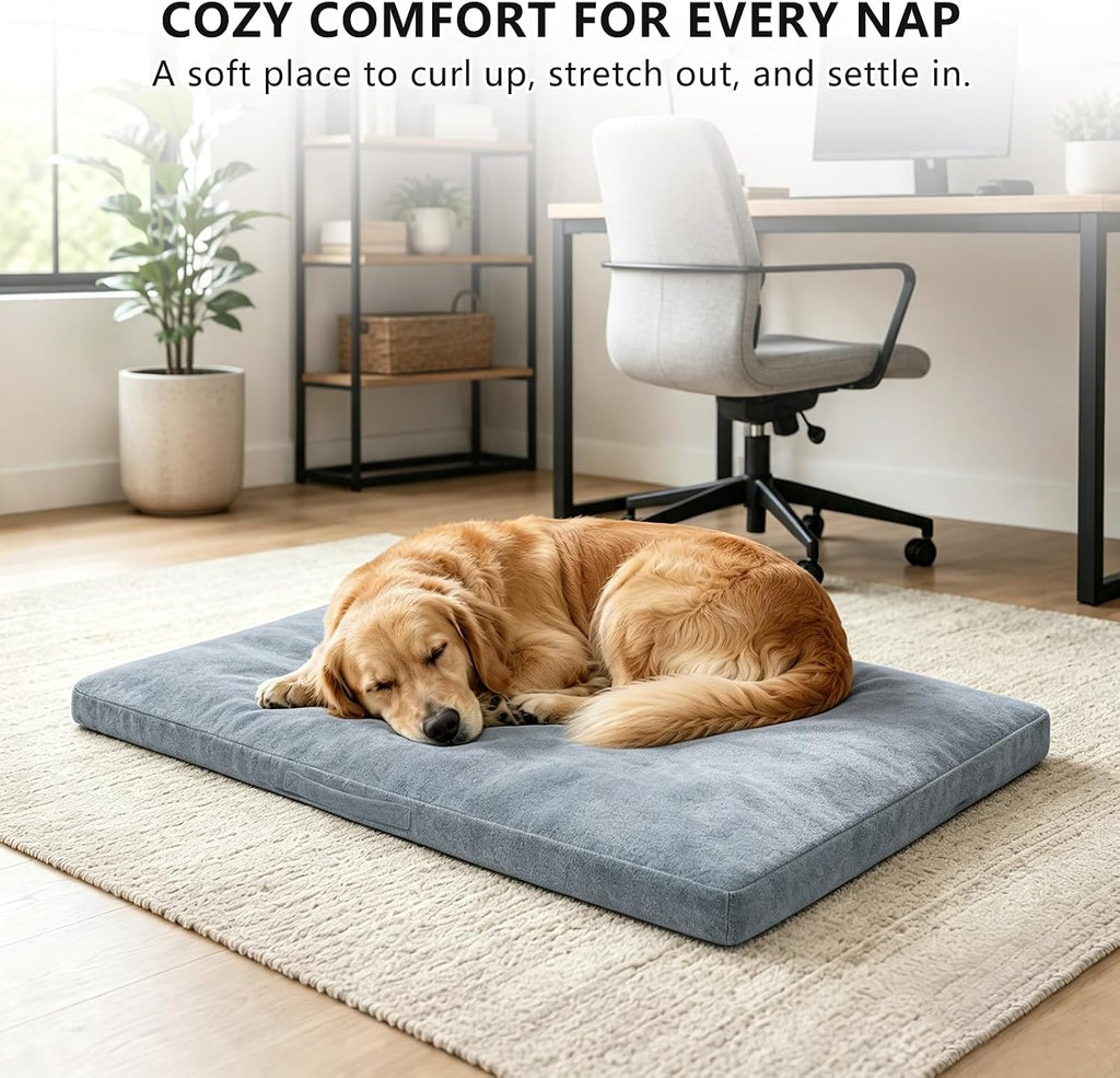 Dual-Layer Memory Foam Dog Bed for Large Dogs, Waterproof Washable Cover