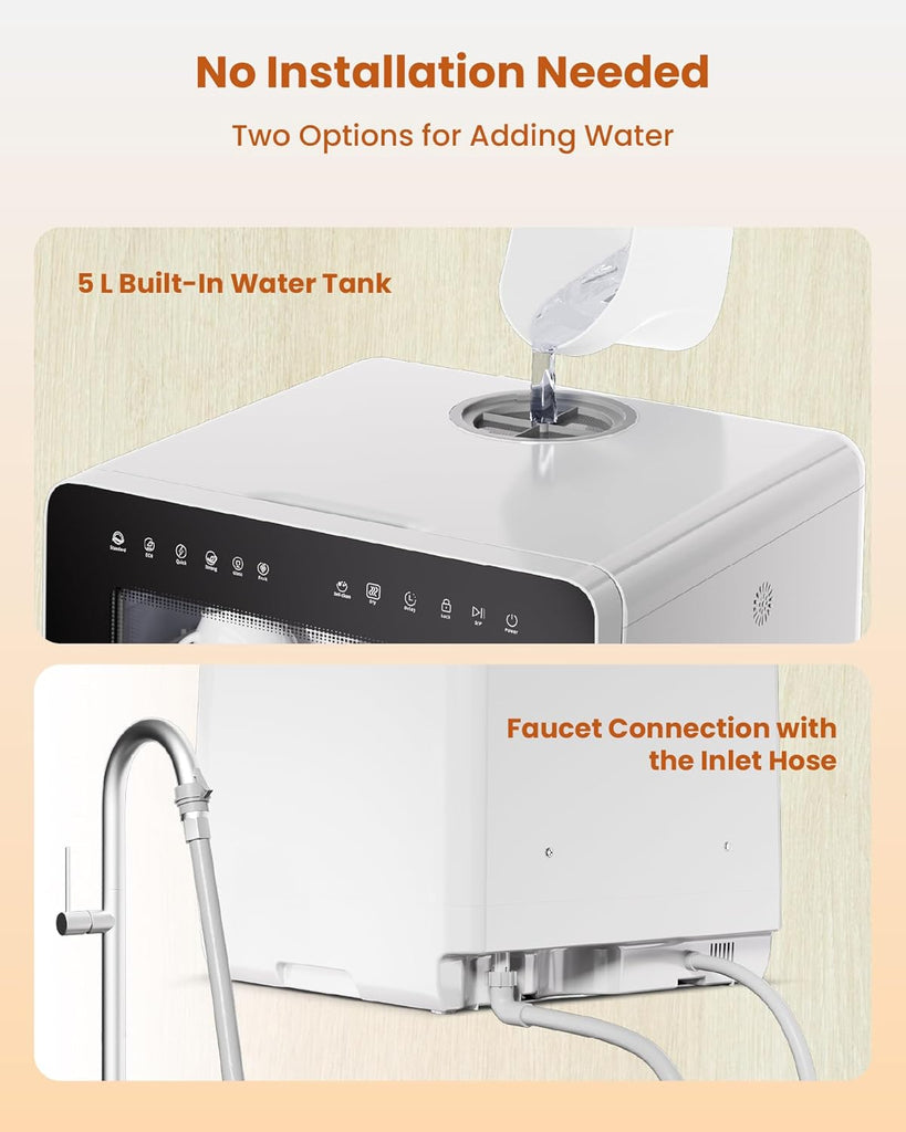 2025 NEW Upgraded Countertop Dishwasher with Water Softener and Enhanced Energy Efficiency