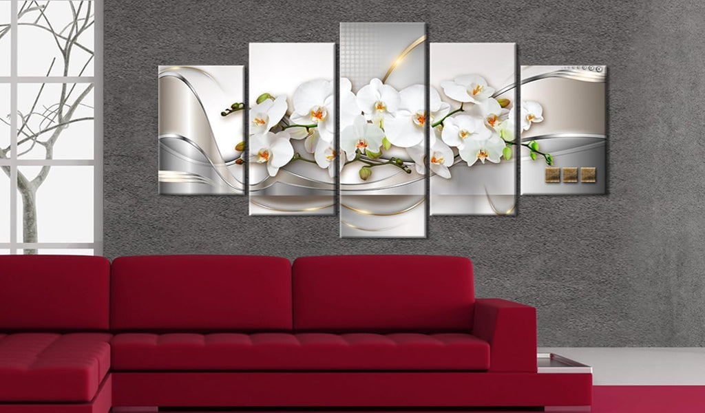 Large 5 Pieces Butterfly Orchid Flowers Canvas Print Wall Art Painting Decor Decoration Picture Stretched Framed