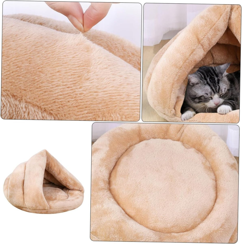 Plush Dog Bed Warm Semi Enclosed Sleeping House for Rest