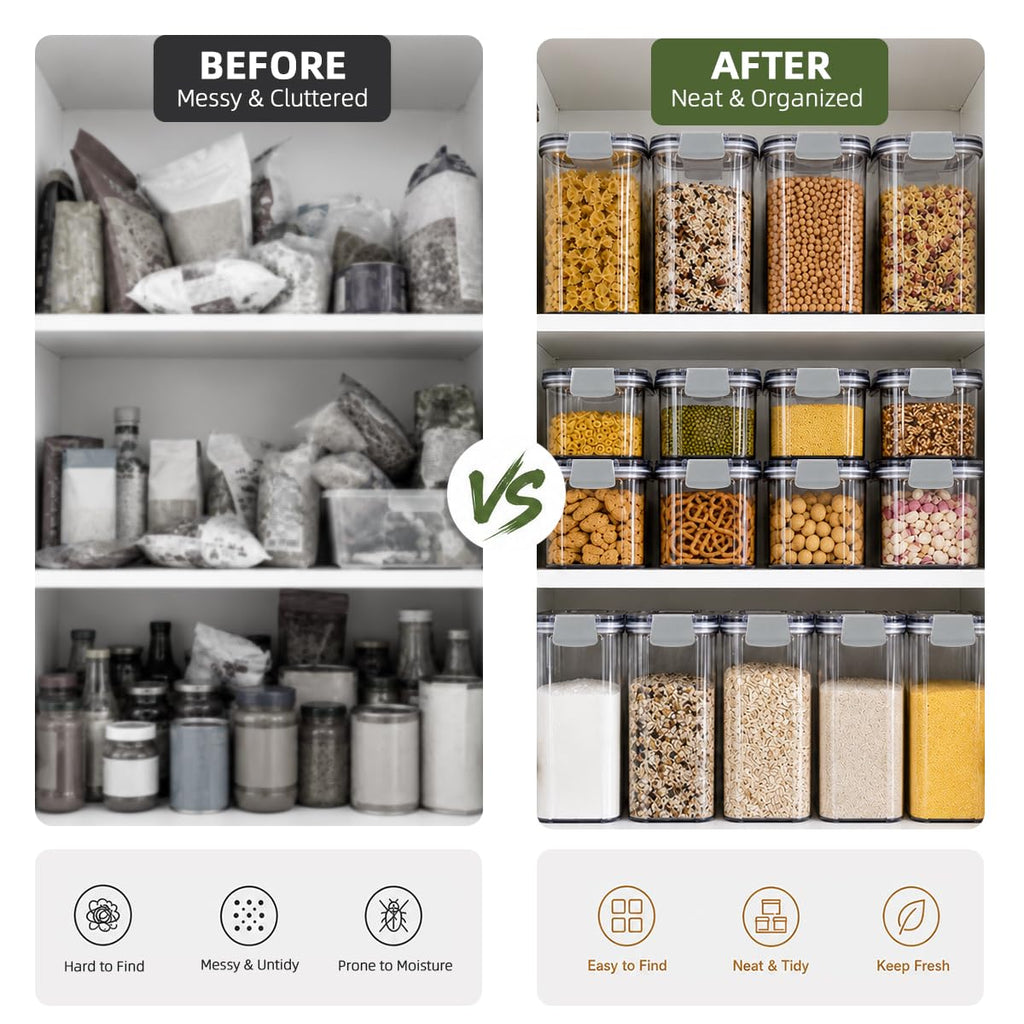3-Piece Vacuum Seal Food Storage Containers with Pump, Airtight Clear Plastic Canister Set, Stackable Pantry
