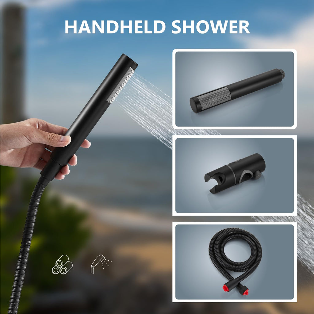 Outdoor Shower Kit 8 Inch Head with Handheld,Matte Black