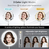 9" Makeup Mirror with Lights,5000mAh Rechargeable Vanity Mirror,1X/10X Double Sided Magnifying Mirror with Adjustable