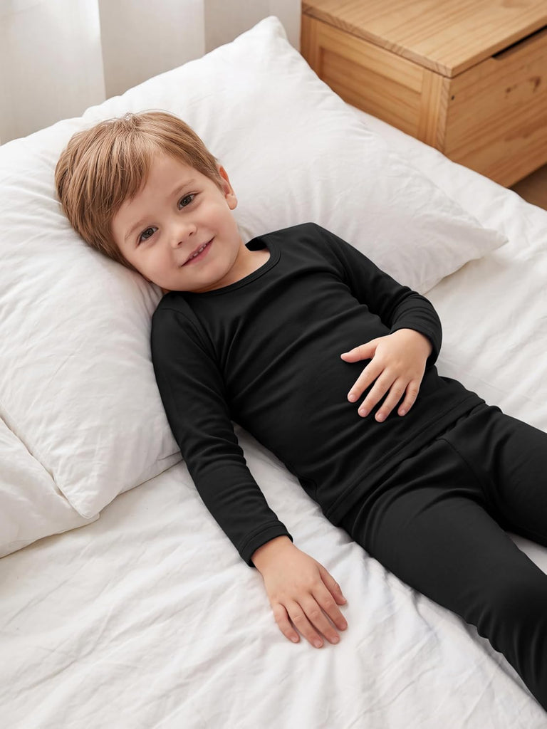 3 Set Fleece Lined Toddler Boys Thermal Underwear Set Long Johns Kids Warm Winter Base Layer Top Bottom