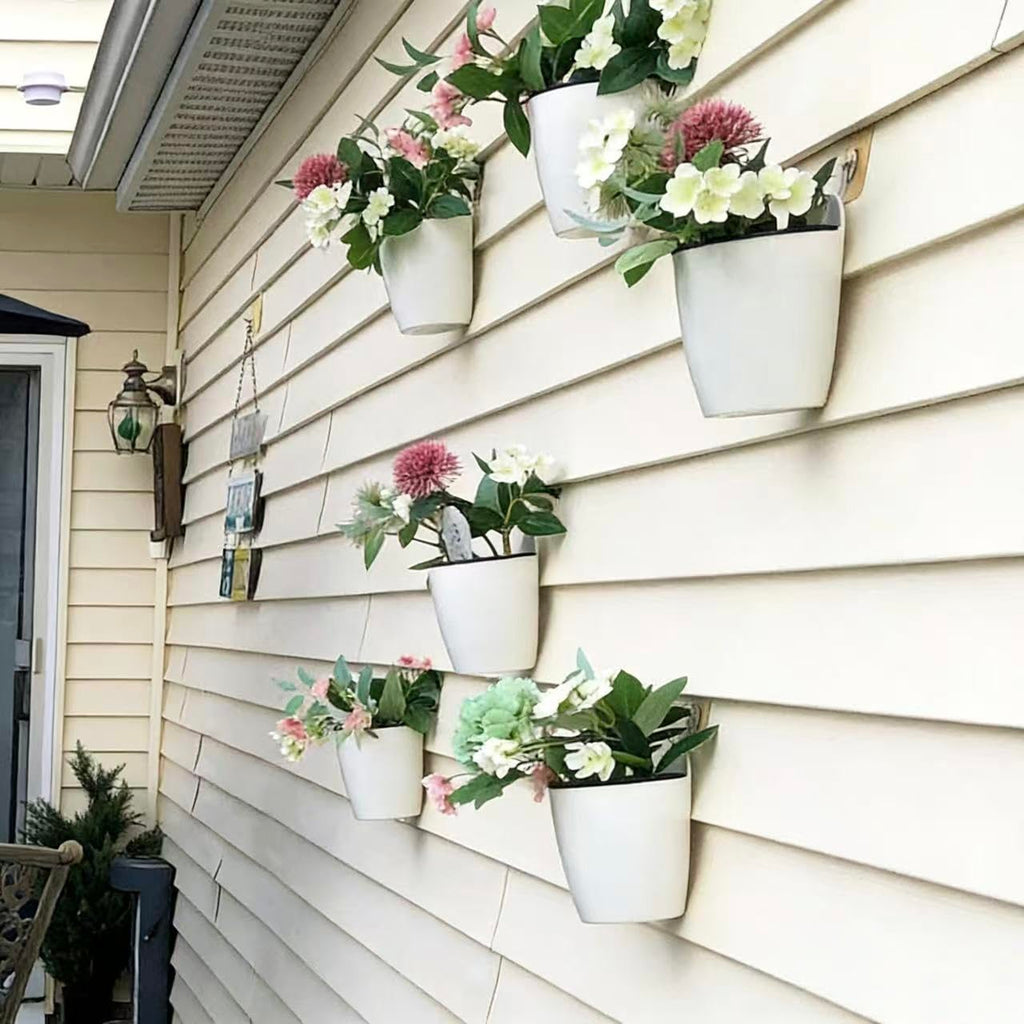 6 Pack Hanging Planter Wall Planter Self Watering 5 inch Plant Pot with Hardware Vertical Planter Outdoor Indoor