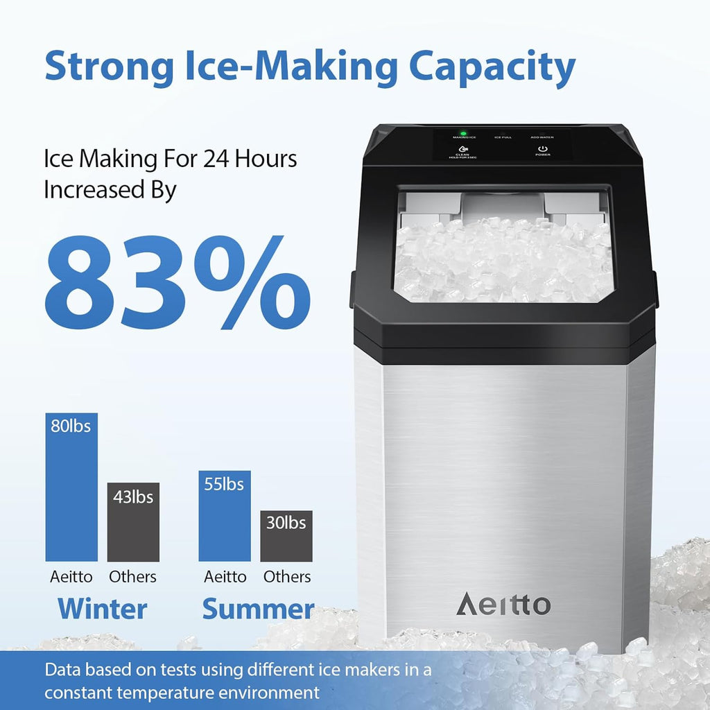 Nugget Ice Maker Countertop, 55lbs/24H Ice Machine with 3.6L Water Tank&3.2Lbs Ice Basket, Self-Cleaning Pebble Ice