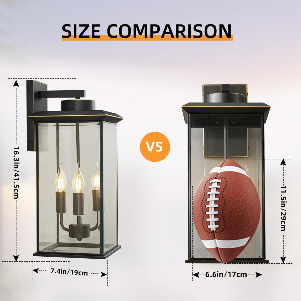 Large Oil‐Rubbed Bronze Outdoor Wall Sconce, Exterior Porch Light