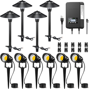 LED Low Voltage Landscape Lighting Kit with Transformer, 10 PCS
