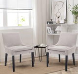 Modern Dining Chairs Set of 2, Upholstered Corduroy Accent Side Leisure Chairs with Mid Back and Wood Legs for