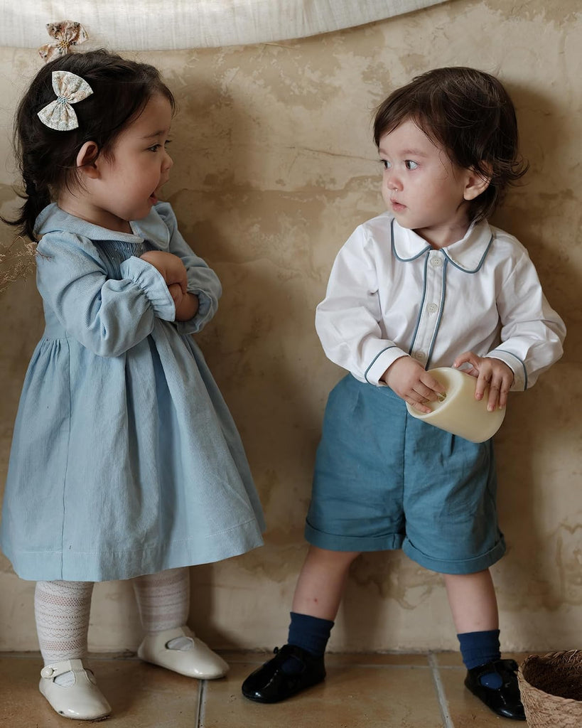 Toddler Boy Two Piece Set Long Sleeve Button Down Shirt for Formal Wear