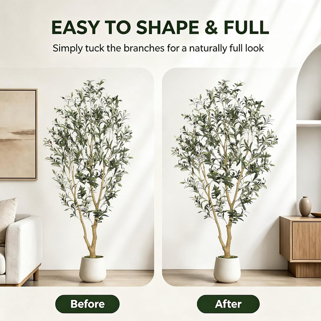 6FT Artificial Olive Tree with Pot & Slender Multi-Branch Design