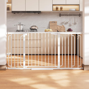 36.6-64 in Extra Wide Baby Gate for Stairs, Dog Gate Indoor, White