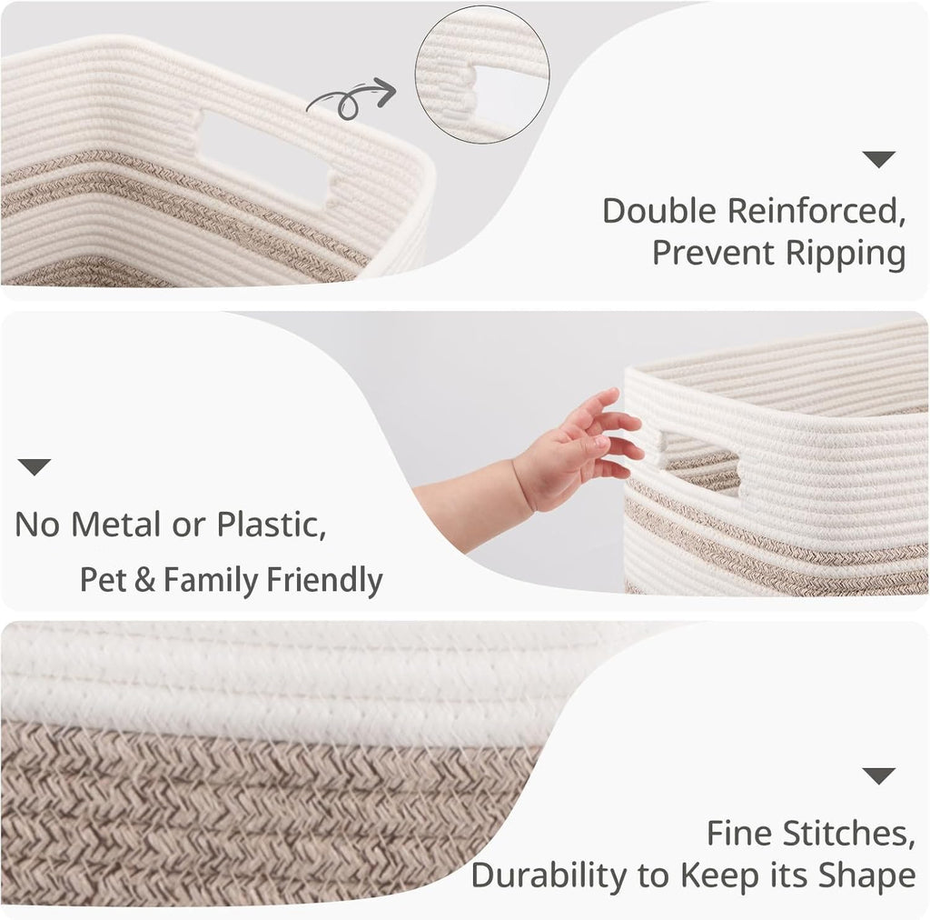 Rectangular Cotton Rope Laundry Hamper 60L Foldable Basket