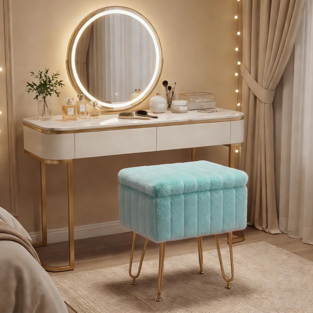 Vanity Stool Chair, Ottoman with Storage
