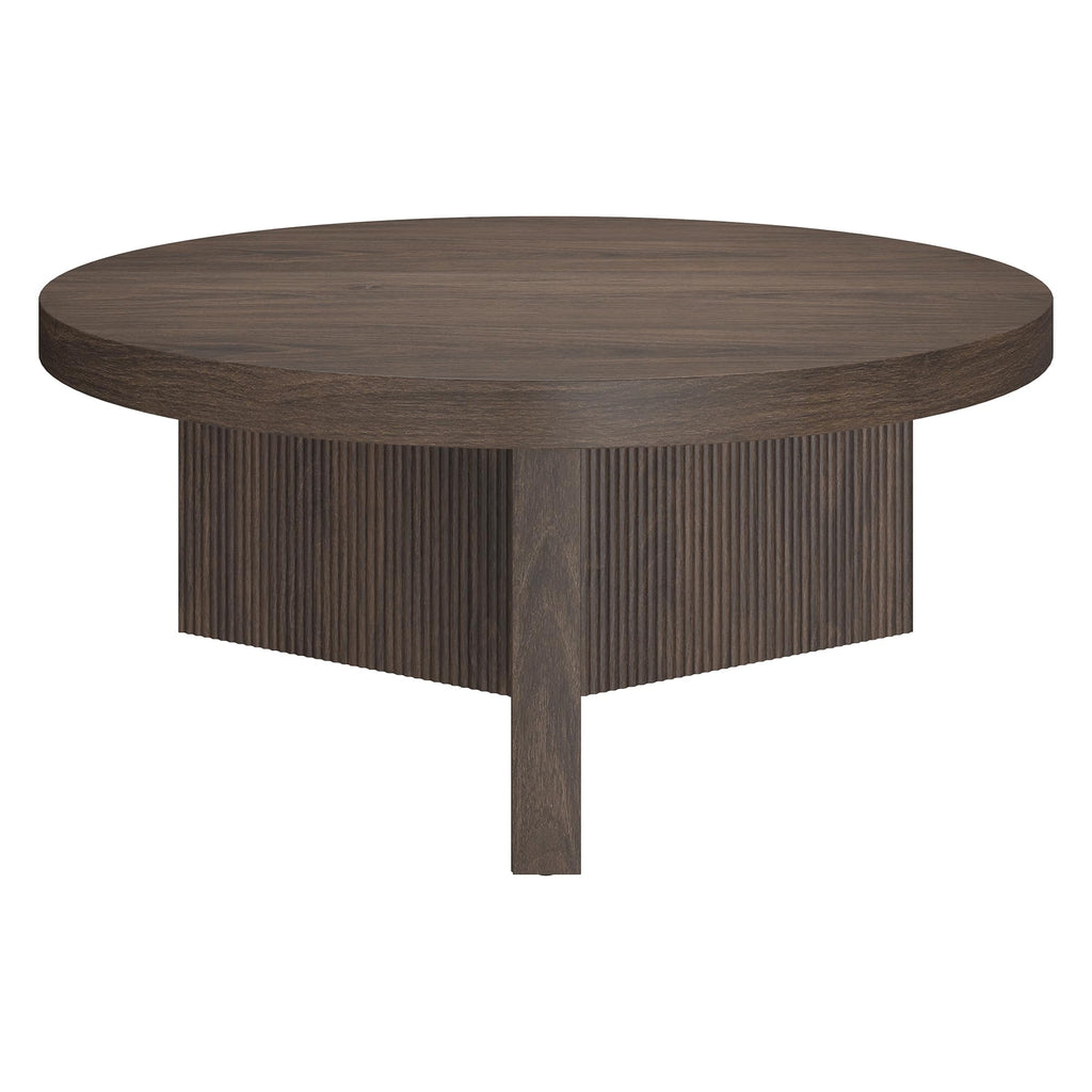 36" Scandinavian Fluted Coffee Table, Rich Brown
