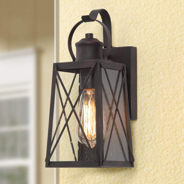 Porch Light Outdoor 1-Light Wall Lantern, Max 60W, Farmhouse Wall Sconce Exterior Wall Mount Light in Rustic Bronze