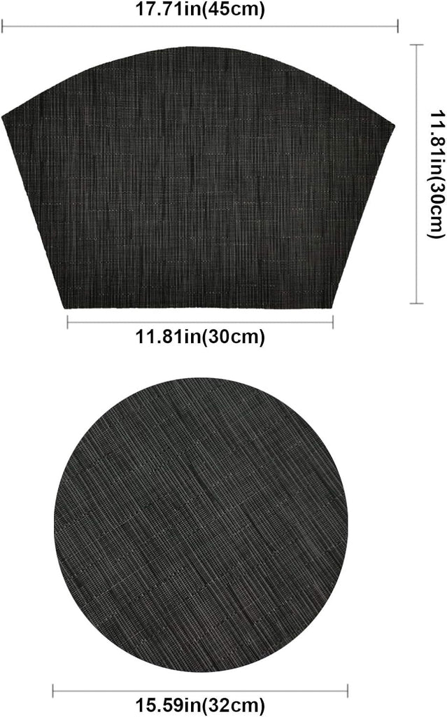 Round Placemats Wedge Place Mats Sets with Centerpiece Round Table Mats, PVC Polyester Heat Resistant Non-Slip - Set of 5