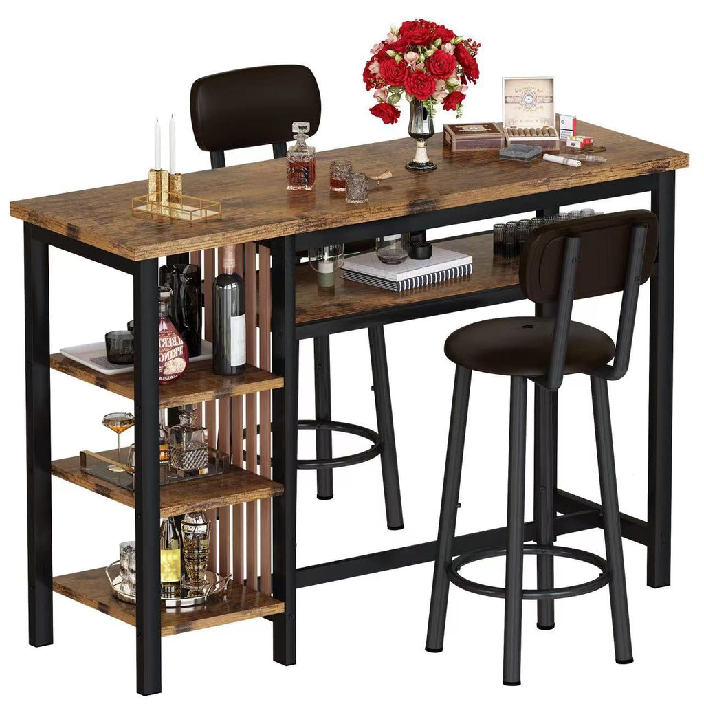 47" Bar Dining Table Set for 2, 3 Piece Bar Table and Chairs Set, Kitchen Counter Height Dining Table Set, Small