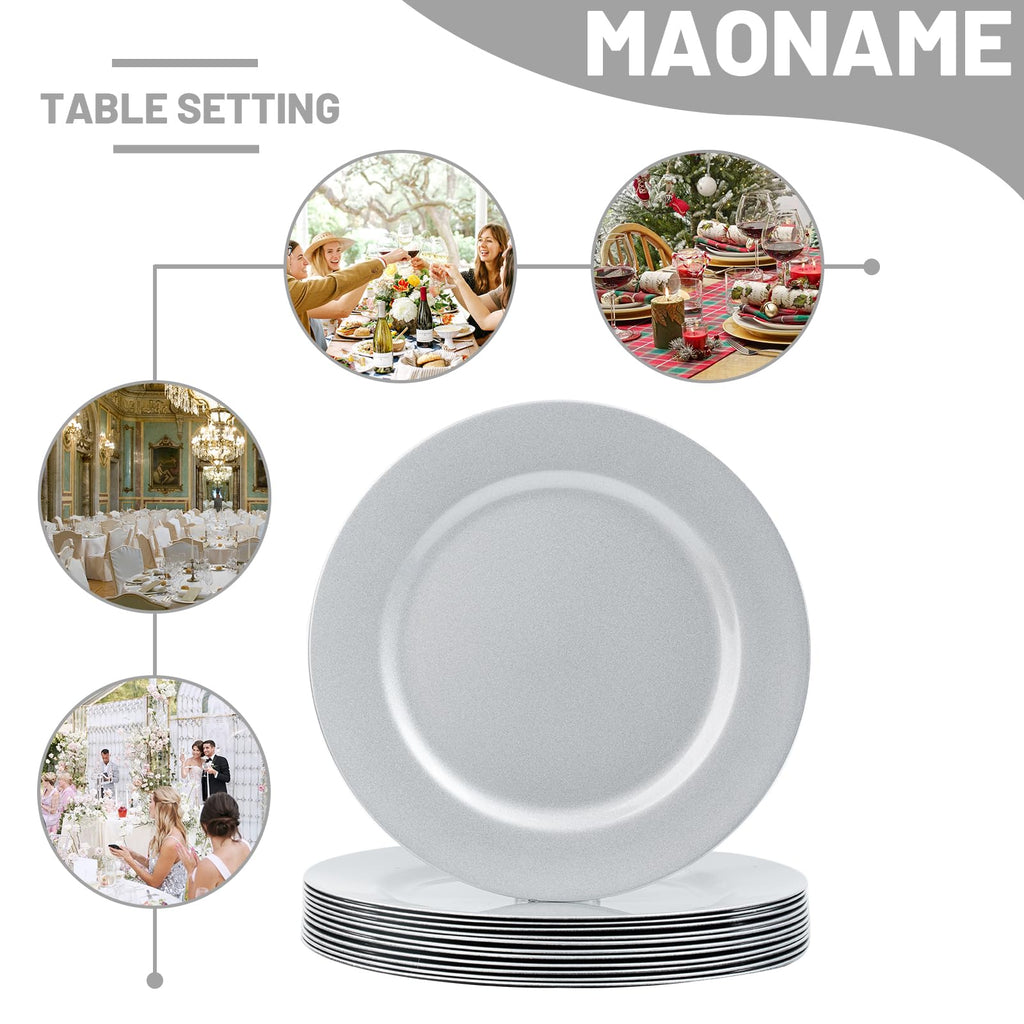 Silver Charger Plates Set of 12, 13" Plate Charger for Dinner Plate