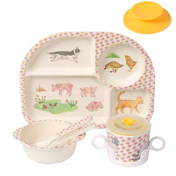 Toddler Baby Plates and Bowls Set, 7Pcs Kids Plate Dinnerware Set