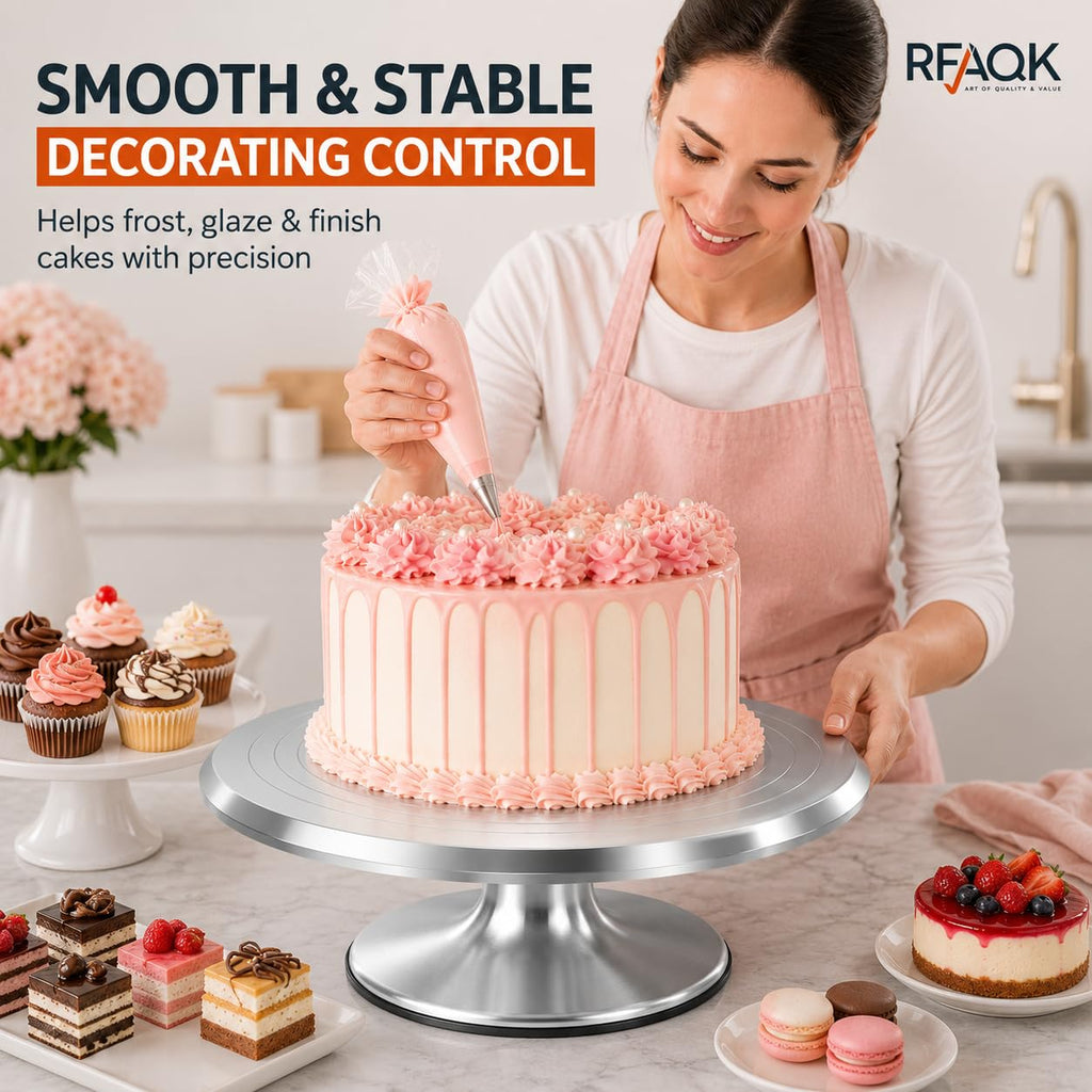 12 Inch Aluminum Alloy Revolving Cake Stand, Cake Turntable for Decorating Rotating Cake Stand for Cupcakes, Pastries