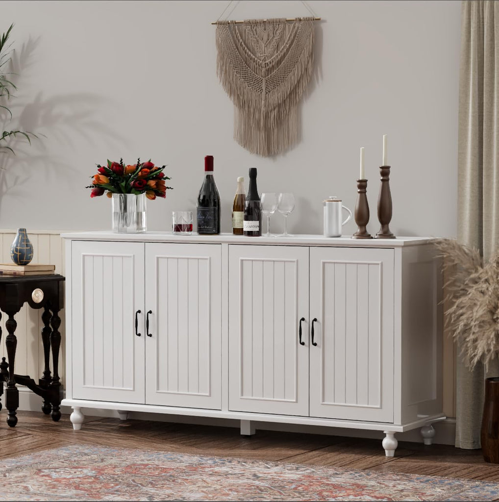 62'' Large Buffet Cabinet with Storage, White