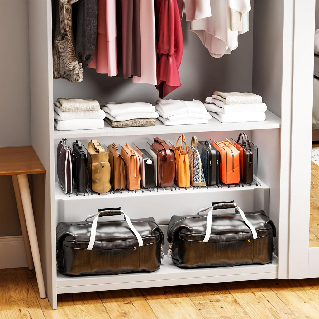 Clear Acrylic Shelf Dividers for Closet Organization, 16Pack Adjustable Bags, Clutch, Purse Organizer and