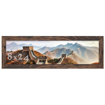 8x24 Picture Frame, Photo Frame for Wall Mounting, Rustic Brown