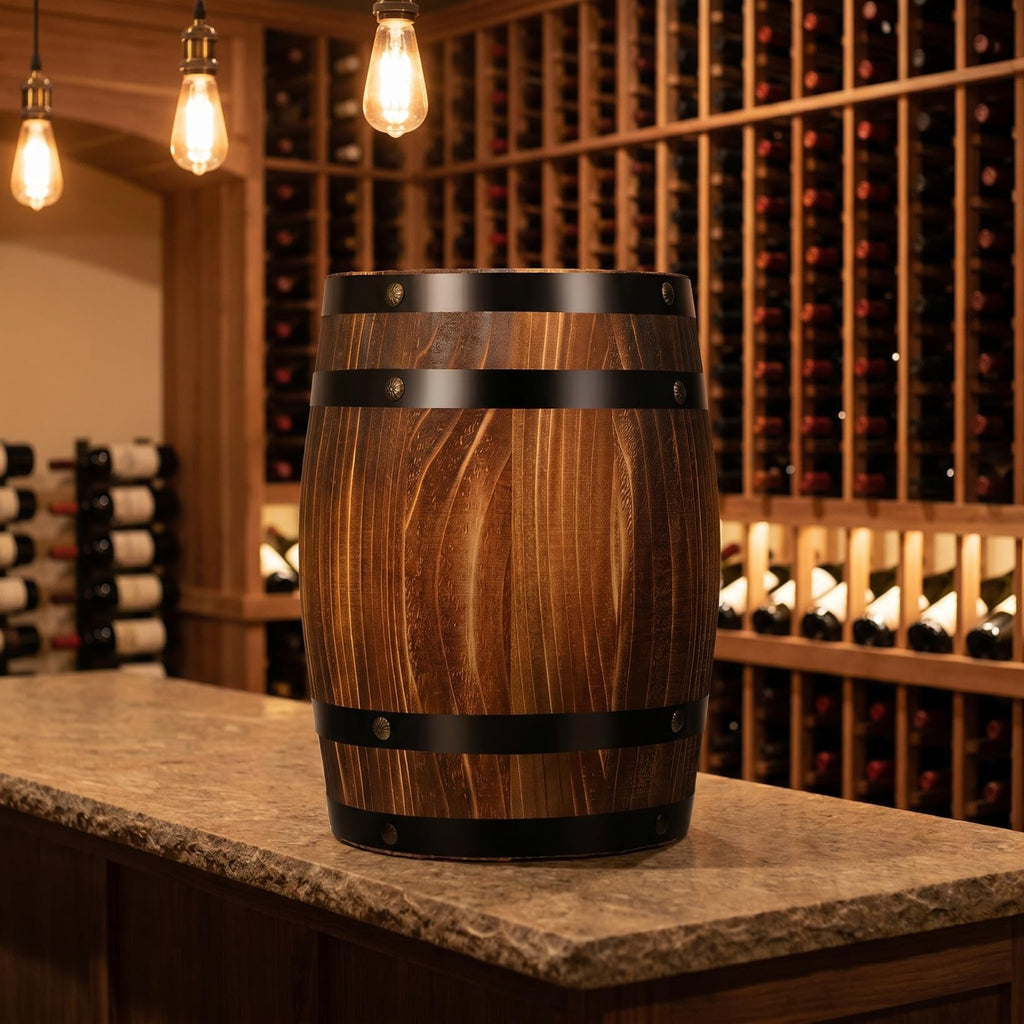 Barrel Decoration Wooden Planter Rustic Wine Barrel Prop 8.2 Inch Antique Style Beer Patio Garden Decor